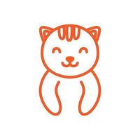 gato ou gatinho ou gatinho ou linha de animais de estimação sorriem imagem de design de ilustração vetorial de logotipo de desenho animado fofo vetor