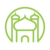 círculo de linha com mesquita de cúpula design de logotipo verde vetor gráfico símbolo ícone ilustração ideia criativa
