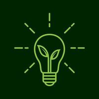 lâmpada de lâmpada de linha verde com design de logotipo de planta de folha vetor gráfico símbolo ícone sinal ilustração ideia criativa