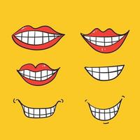 sorriso de doodle desenhado à mão e ícone de ilustração de dentes isolado vetor