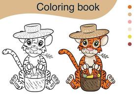 tigre. ilustração para um livro de colorir. o símbolo do ano novo de acordo com o calendário chinês. estilo de desenho vetorial. vetor