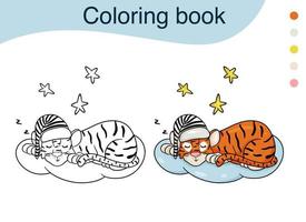 tigre. ilustração a preto e branco para um livro de colorir. o símbolo do ano novo de acordo com o calendário chinês. estilo de desenho vetorial. vetor