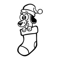 Cartoon Dog Santa Hat Meia de Natal