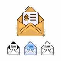 ícone de vetor de envelope de e-mail isolado no fundo branco. correio, mensagem. linha preenchida, contorno, sólido, azul, ícone. sinais e símbolos podem ser usados para web, logotipo, aplicativo móvel, ui, ux