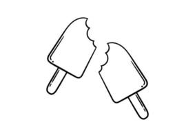sorvete desenhado à mão no fundo branco vetor