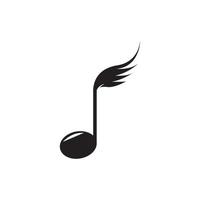 design de ilustração vetorial de ícone de asa de nota musical vetor