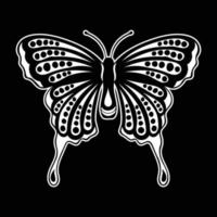 borboleta preto e branco estilo desenhado à mão para adesivos de tatuagem etc vetor premium