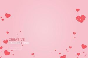 fundo de dia dos namorados rosa com ícones de coração, design de fronteira vetor
