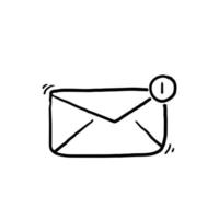 mensagem desenhada à mão e ícones de linha de correio. doodle fundo isolado vetor