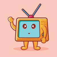 mascote de televisão bonito sorriso isolado ilustração vetorial de desenho animado vetor