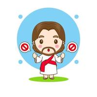personagem de desenho animado de jesus bonito mostrando o sinal de stop