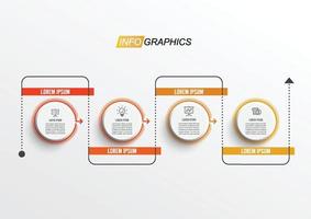 modelo de design infográfico mínimo de linha fina com 4 opções ou etapas. pode ser usado para diagrama de processo, apresentações, layout de fluxo de trabalho, banner, fluxograma. vetor