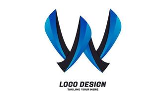 logotipo de vetor de ações inicial w com tecnologia de design colorido