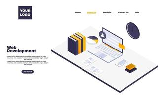 web de conceito isométrico de design plano moderno criativo ilustrador vetor