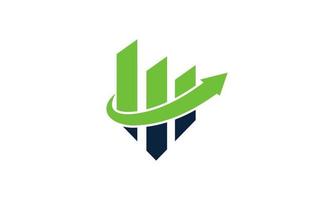 modelo de design de símbolo de finanças abstratas criativas abstratas com vetor de ícone de logotipo de cor verde e marinho isolado