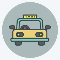 ícone de táxi em estilo mate de cor na moda isolado em fundo azul suave vetor