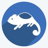ícone de camaleão de estimação no estilo moderno de sombra longa isolado em fundo azul suave vetor