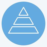 ícone de gráfico de pirâmide no estilo moderno de olhos azuis isolado em fundo azul suave vetor