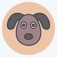 ícone de cara de cachorro em estilo mate de cor na moda isolado em fundo azul suave vetor