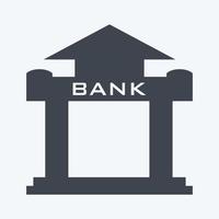 ícone de banco no estilo glifo moderno isolado em fundo azul suave vetor