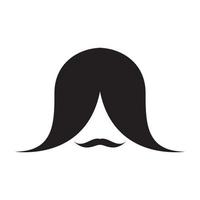 estilo de cabelo comprido com design de ilustração de ícone de vetor de logotipo de bigode