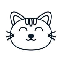 gato ou gatinho ou gatinho ou linha de cabeça de animal de estimação sorriem ilustração vetorial de logotipo de desenho animado fofo e gordo vetor