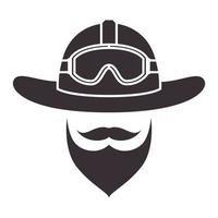cabeça de bombeiro com barba logotipo símbolo vetor ícone ilustração design gráfico