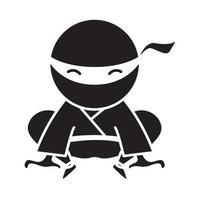 crianças bonito logotipo ninja símbolo vetor ícone ilustração design gráfico