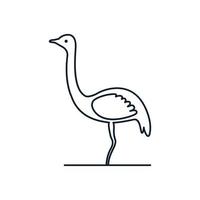 avestruz pássaro linhas simples design de ilustração vetorial de logotipo mínimo vetor