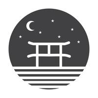 japão torii com ilustração de design gráfico de vetor de ícone de símbolo de logotipo noturno