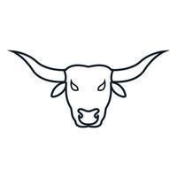 cabeça de vaca ou touro ou bisão ou contorno de arte de linha de búfalo design de ilustração vetorial de logotipo simples vetor