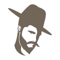 homem vintage com chapéu e barba barbearia logotipo símbolo ícone vetor ilustração design gráfico