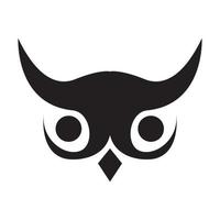 cabeça coruja preta rosto bonito logotipo símbolo vetor ícone ilustração design gráfico