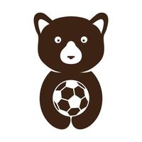 urso de mel animal fofo com símbolo de logotipo de bola ícone vetor ilustração design gráfico