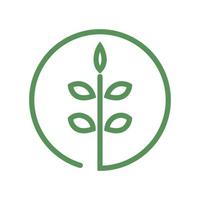 design de logotipo de planta de jardim minimalista de círculo de linha de folha verde vetor