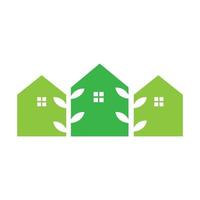 casa ou imóveis ou casa com folha verde planta árvore logotipo moderno design de ilustração vetorial vetor