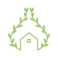 planta de videiras verdes com logotipo de jardinagem de casa em casa vetor ícone ilustração design