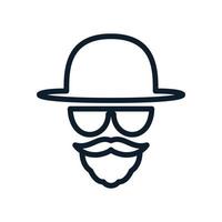 homem barba bigode com chapéu óculos de sol linha logotipo vetor ícone ilustração design