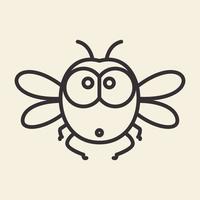 animal inseto linha de abelha de mel desenho de desenho de logotipo de mosca fofa vetor ícone símbolo ilustração