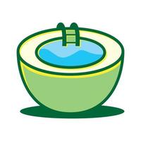 ilustração de símbolo de ícone de vetor de design de logotipo de coco e piscina