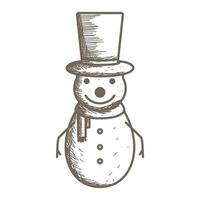 vintage de boneco de neve com ilustração de design de ícone de símbolo de vetor de logotipo de chapéu mágico