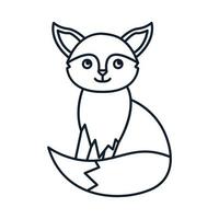 ilustração em vetor ícone do logotipo da linha de desenho animado bonito do lado da raposa
