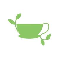 xícara de chá de folha verde logotipo simples vetor ícone símbolo ilustração design gráfico