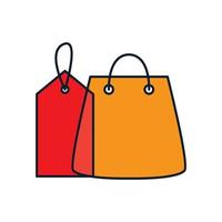 saco de compras com ilustração de ícone de vetor de logotipo colorido de etiqueta de desconto
