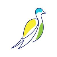 linhas coloridas arte pássaro beleza pomba logotipo design vetor ícone símbolo ilustração