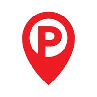 p para estacionamento com design de ícone de vetor de logotipo de localização de mapas de pinos