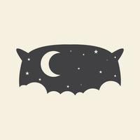 travesseiro cama com lua noturna estrela logotipo vetor ícone símbolo ilustração design gráfico