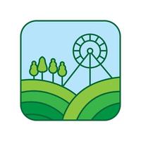 jardim verde com design de ilustração de ícone de vetor de logotipo de roda gigante
