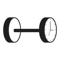 ferramentas de ginástica com ilustração de design gráfico de vetor de ícone de logotipo de relógio