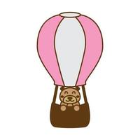urso com balão de ar quente ilustração em vetor logotipo bonito dos desenhos animados